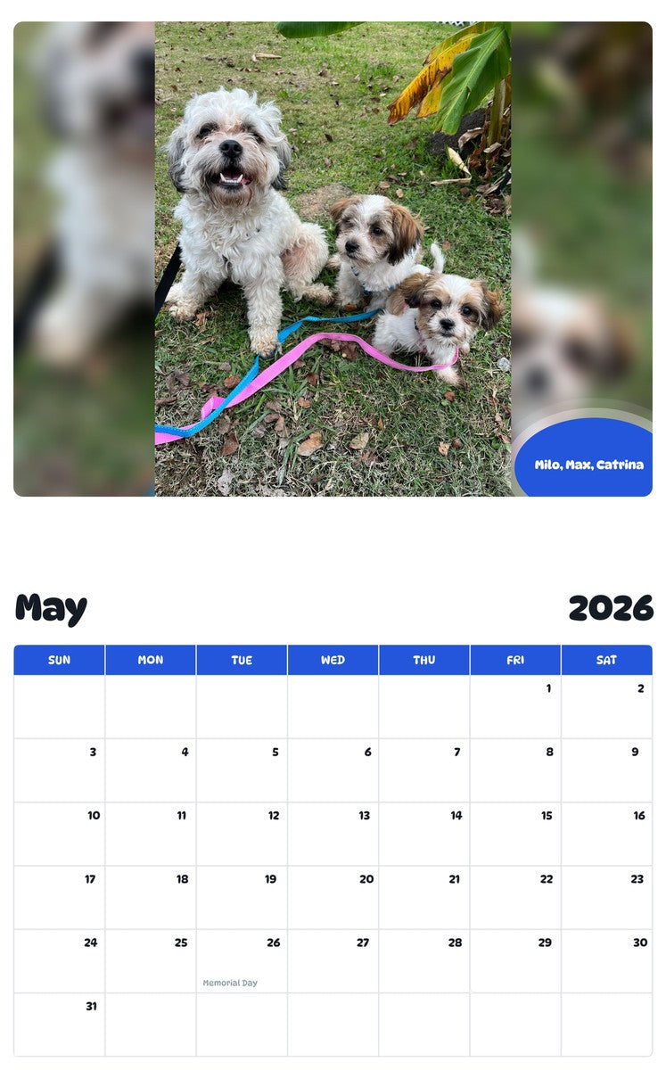 2026 - 2027 Milo, Max, Catrina - Pawidols Pet Calendar