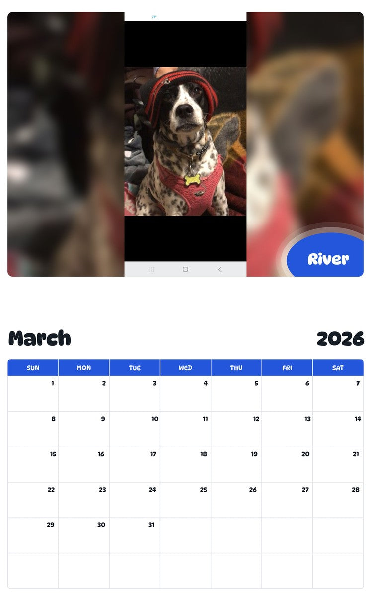 November 2025 - October 2026 River - Pawidols Pet Calendar