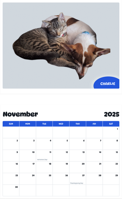 July 2025 - June 2026 Charlie - Pawidols Pet Calendar