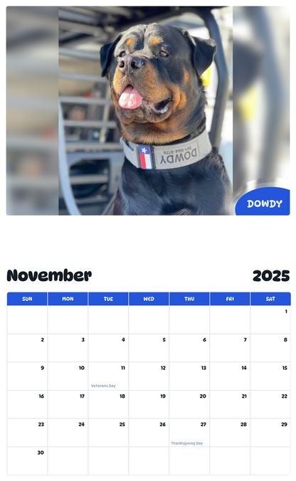 July 2025 - June 2026 Dowdy - Pawidols Pet Calendar