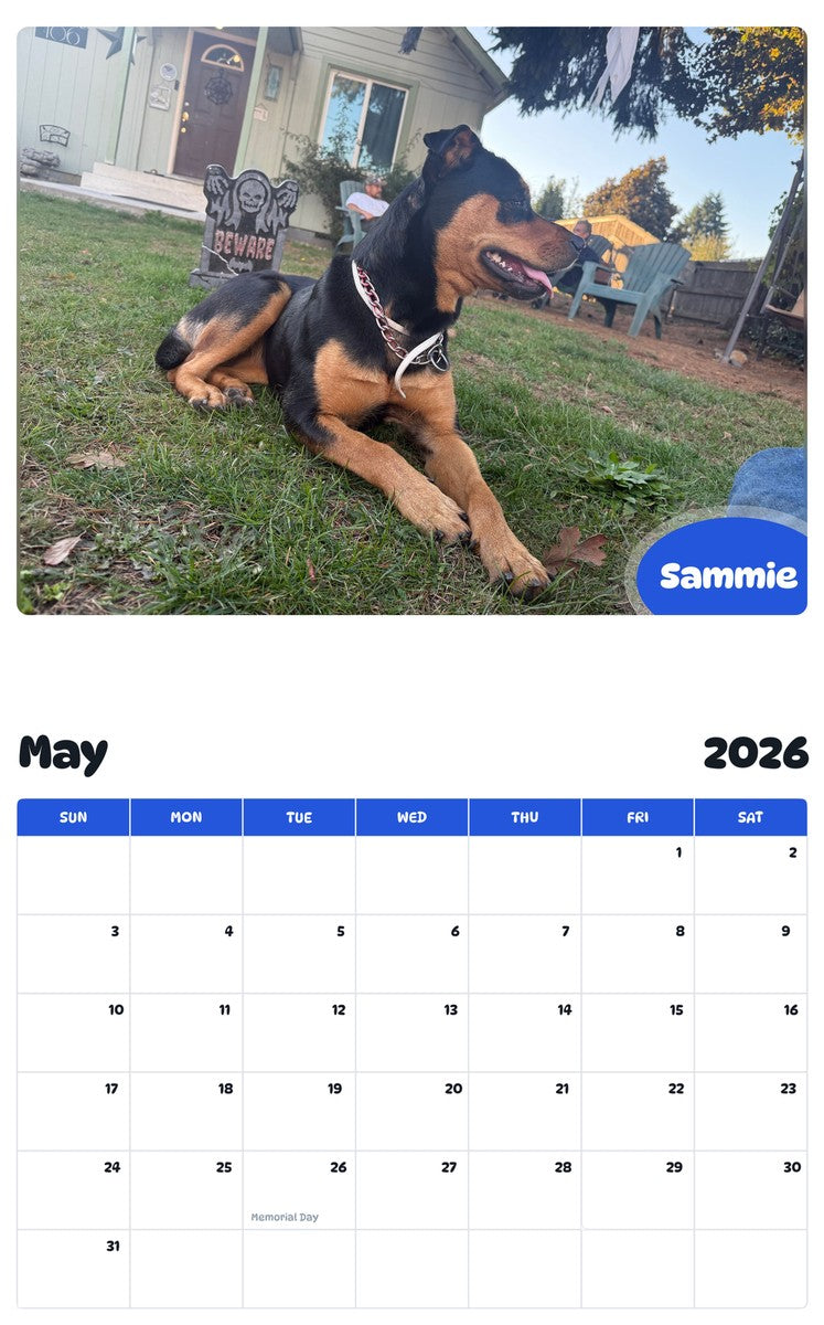 2026 - 2027 Sammie - Pawidols Pet Calendar