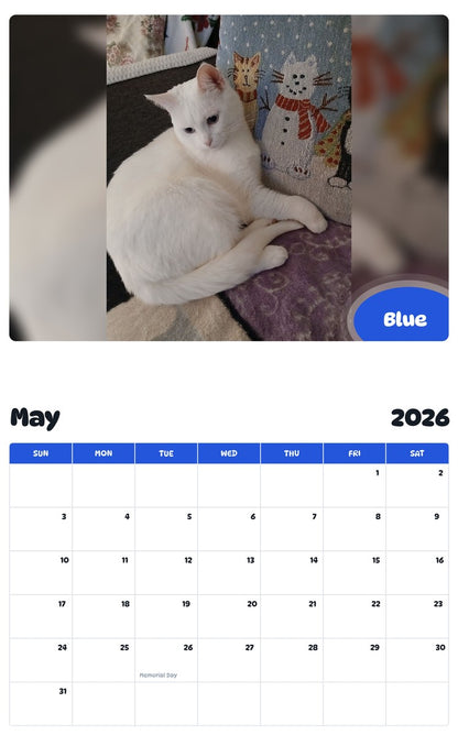2026 - 2027 Blue - Pawidols Pet Calendar