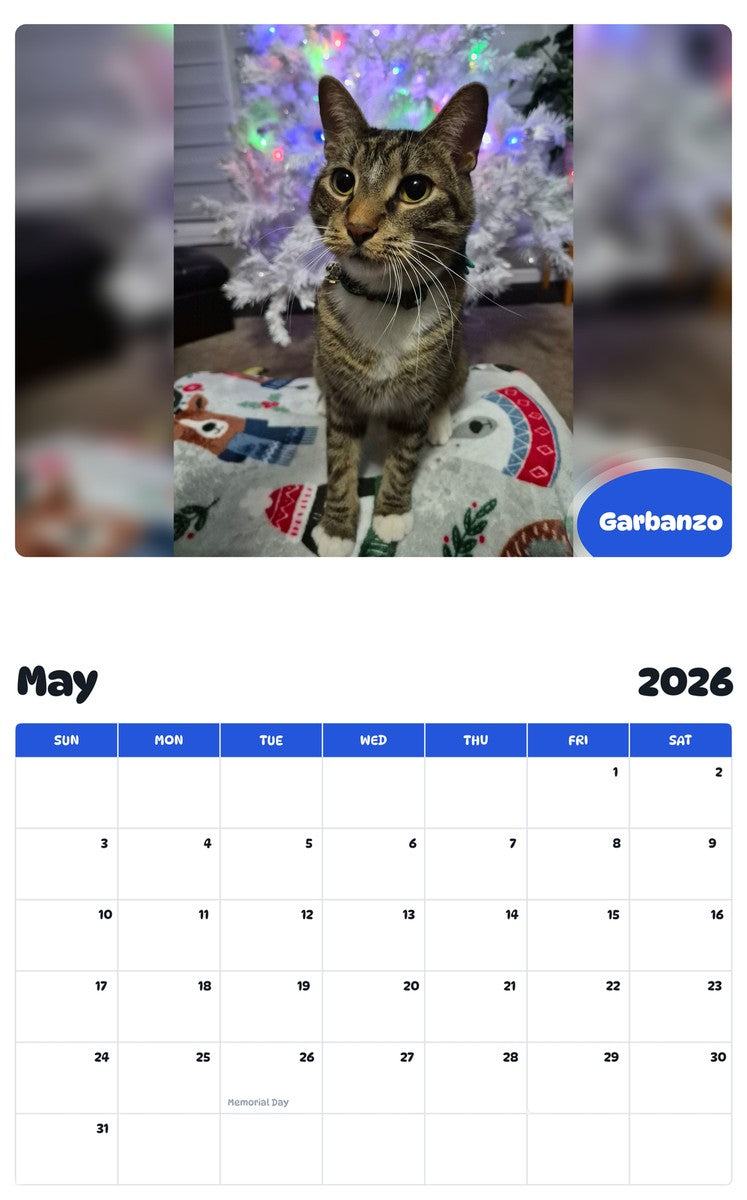 2026 - 2027 Garbanzo - Pawidols Pet Calendar