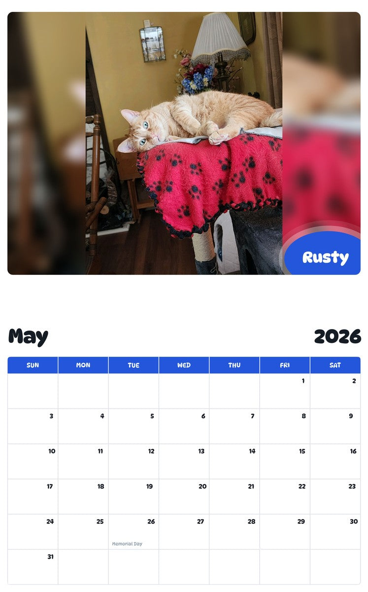 2026 - 2027 Rusty - Pawidols Pet Calendar