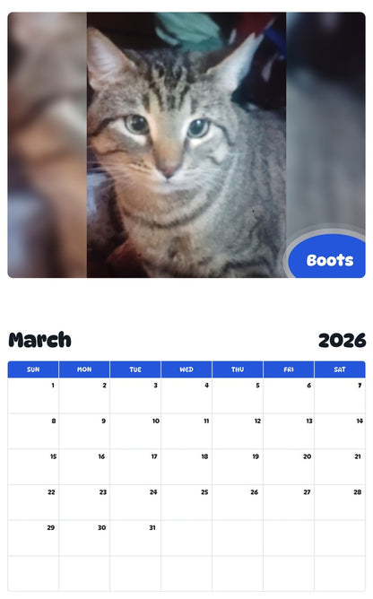 November 2025 - October 2026 Boots - Pawidols Pet Calendar