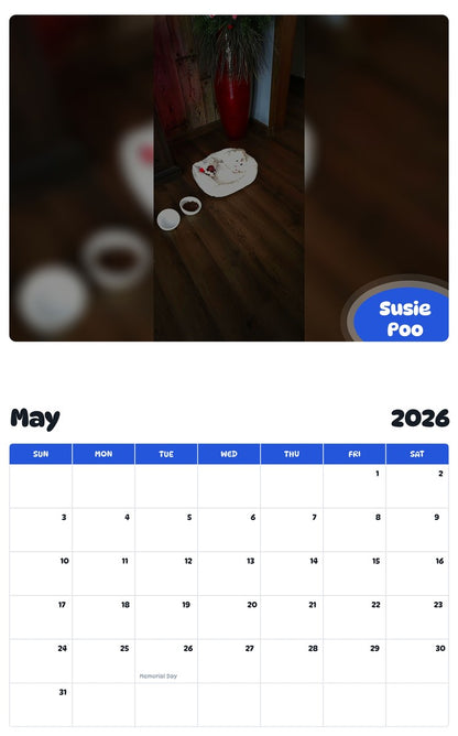 2026 - 2027 Susie Poo - Pawidols Pet Calendar