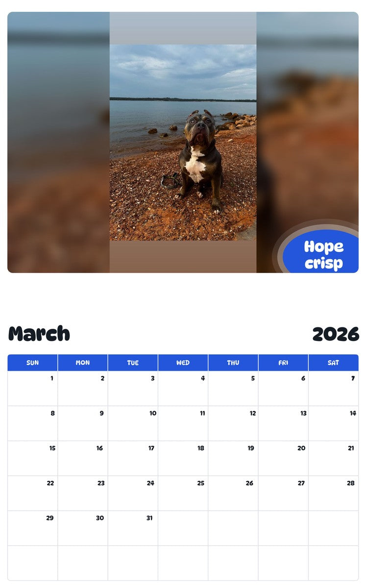 November 2025 - October 2026 Hope crisp - Pawidols Pet Calendar