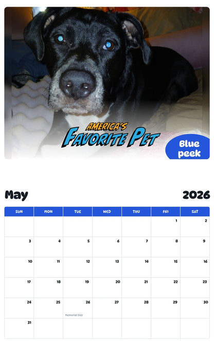 2026 - 2027 Blue peek - Pawidols Pet Calendar