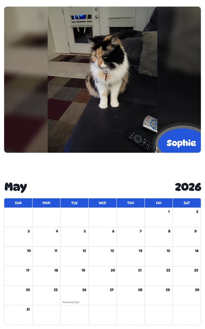 2026 - 2027 Sophie - Pawidols Pet Calendar
