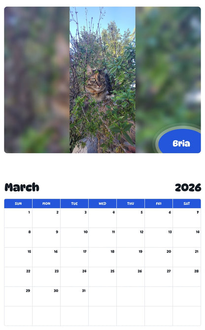 November 2025 - October 2026 Bria - Pawidols Pet Calendar