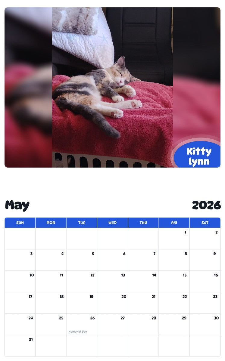 2026 - 2027 Kitty lynn - Pawidols Pet Calendar
