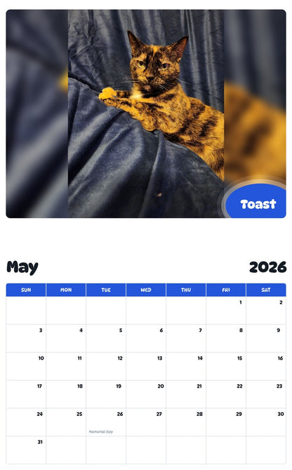 2026 - 2027 Toast - Pawidols Pet Calendar