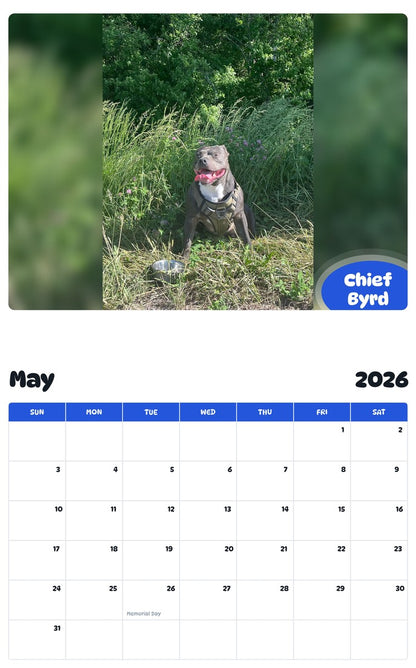 2026 - 2027 Chief Byrd - Pawidols Pet Calendar