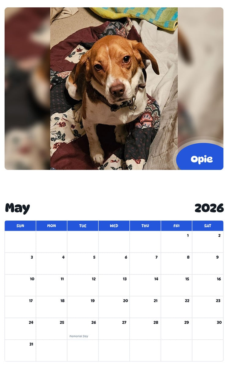 2026 - 2027 Opie - Pawidols Pet Calendar