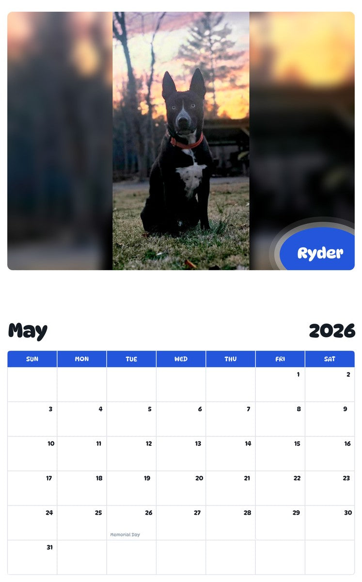 2026 - 2027 Ryder - Pawidols Pet Calendar