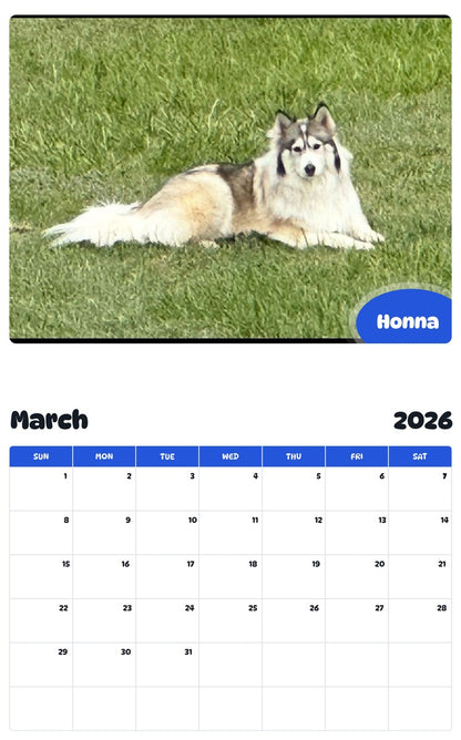 November 2025 - October 2026 Honna - Pawidols Pet Calendar