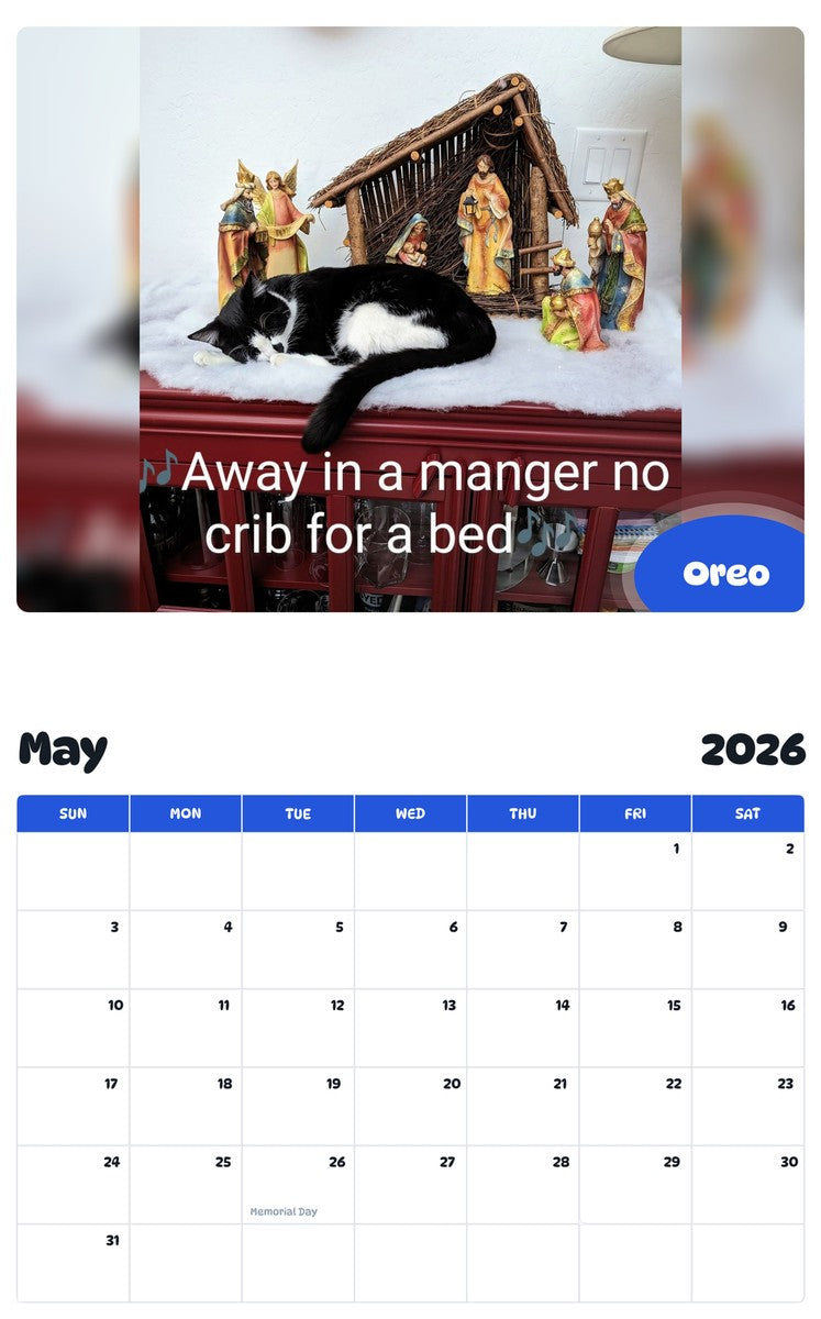 2026 - 2027 Oreo - Pawidols Pet Calendar