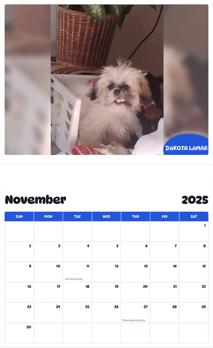July 2025 - June 2026 Dakota Lamar - Pawidols Pet Calendar