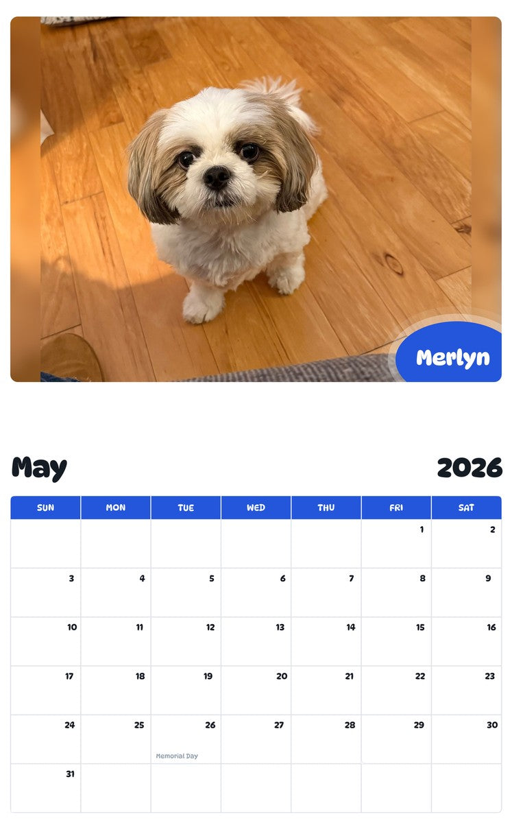 2026 - 2027 Merlyn - Pawidols Pet Calendar