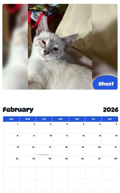 October 2025 - September 2026 Ghost - Pawidols Pet Calendar