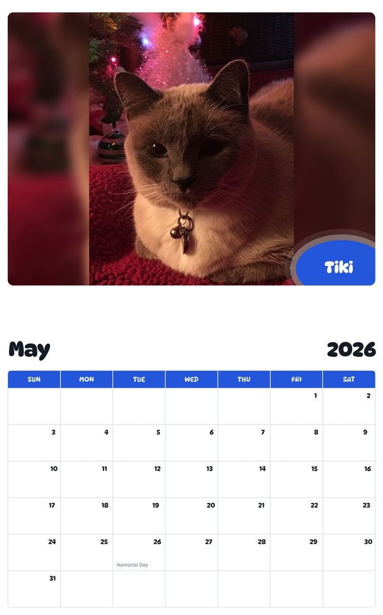 2026 - 2027 Tiki - Pawidols Pet Calendar
