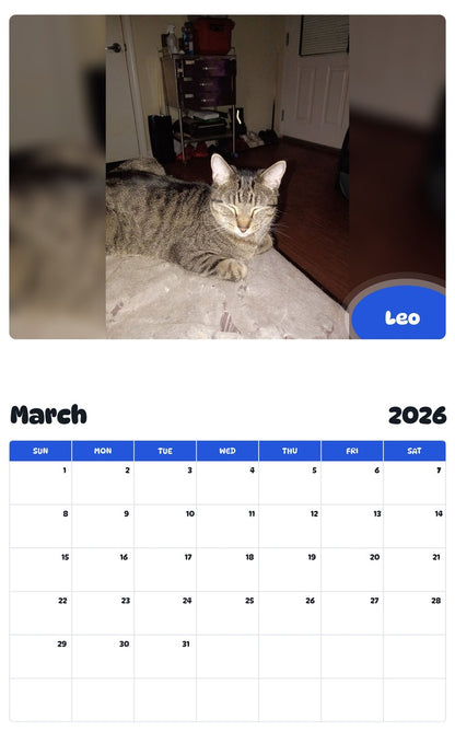 November 2025 - October 2026 Leo - Pawidols Pet Calendar
