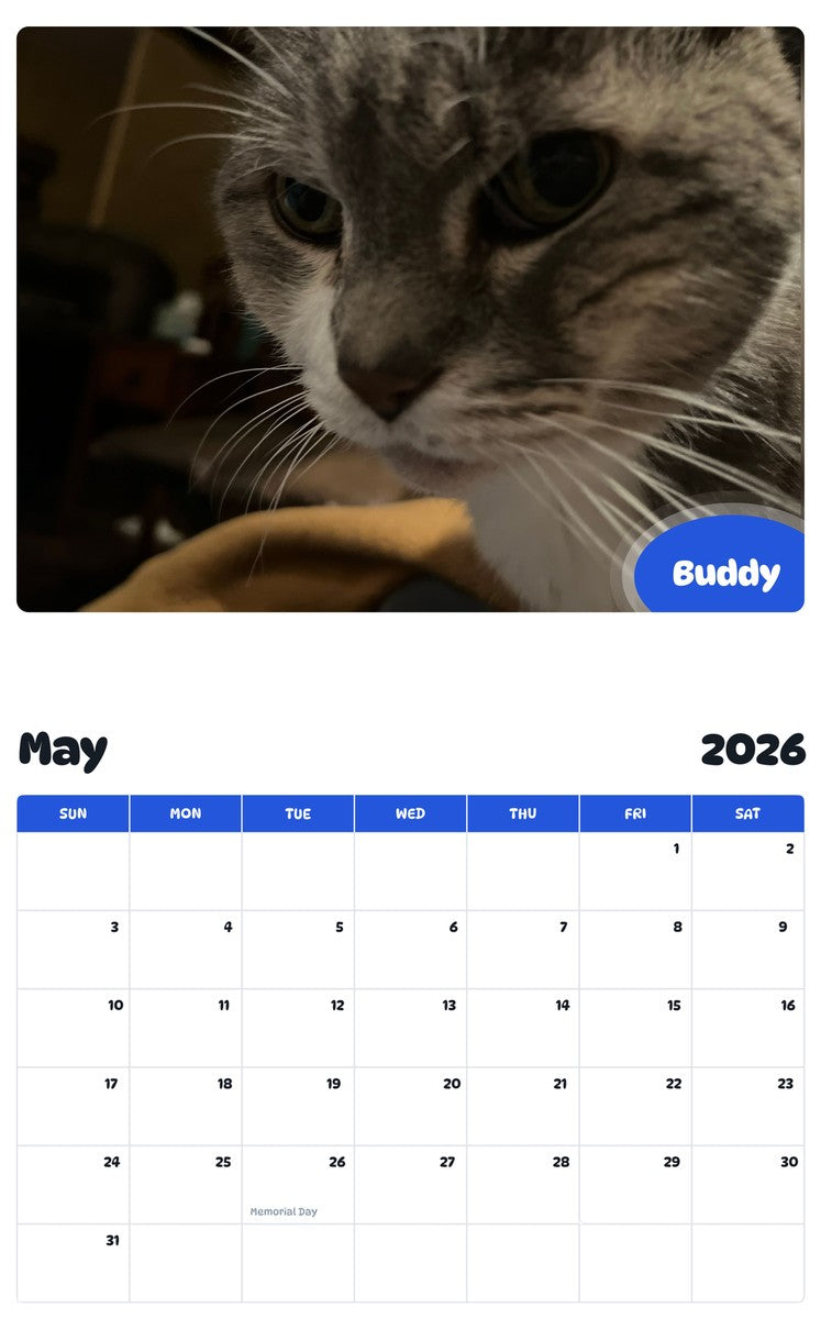 2026 - 2027 Buddy - Pawidols Pet Calendar