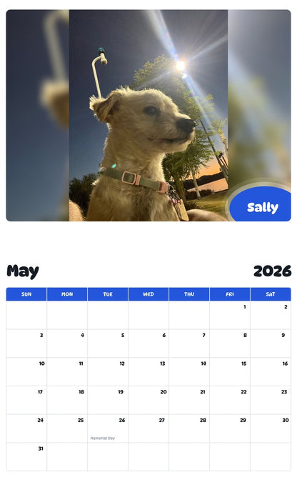 2026 - 2027 Sally - Pawidols Pet Calendar