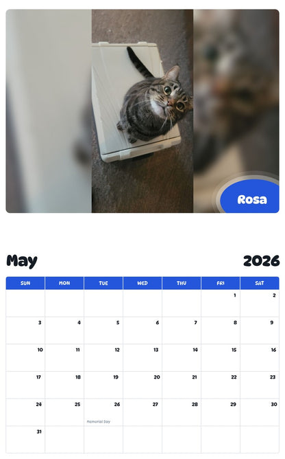 2026 - 2027 Rosa - Pawidols Pet Calendar