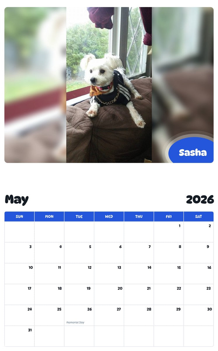 2026 - 2027 Sasha - Pawidols Pet Calendar