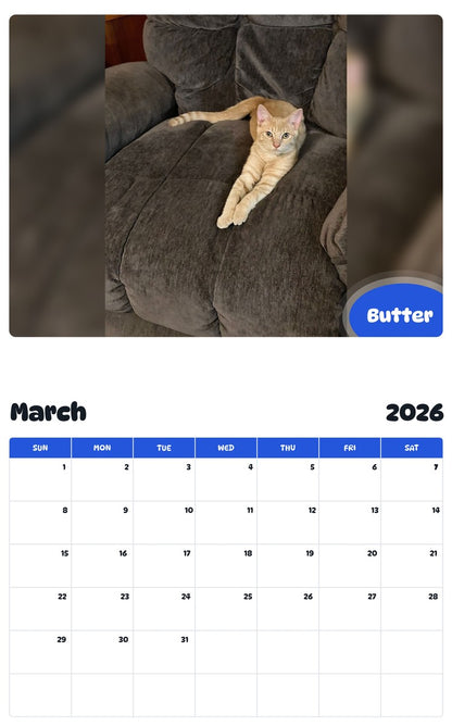 November 2025 - October 2026 Butter - Pawidols Pet Calendar