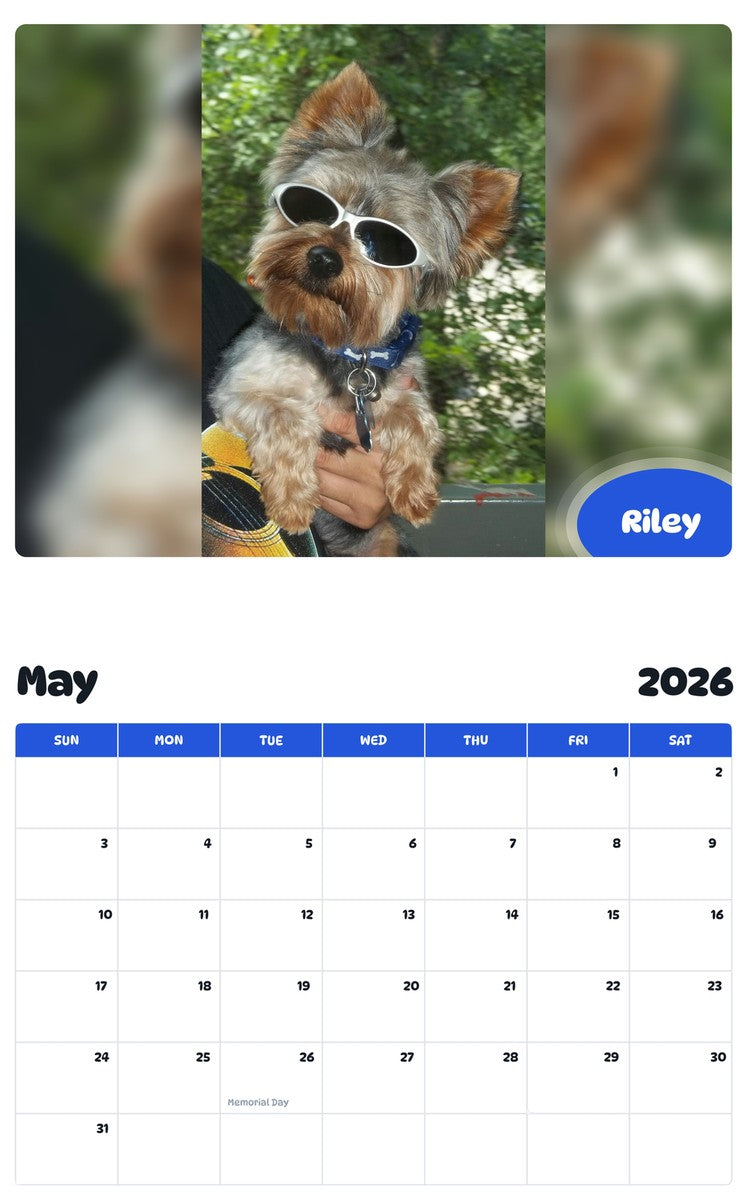 2026 - 2027 Riley - Pawidols Pet Calendar