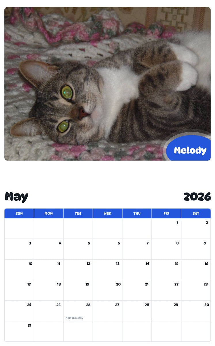 2026 - 2027 Melody - Pawidols Pet Calendar