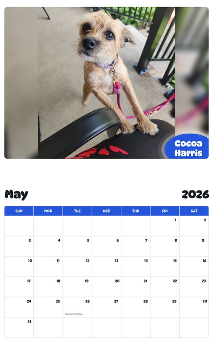 2026 - 2027 Cocoa Harris - Pawidols Pet Calendar