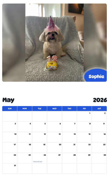 2026 - 2027 Sophie - Pawidols Pet Calendar