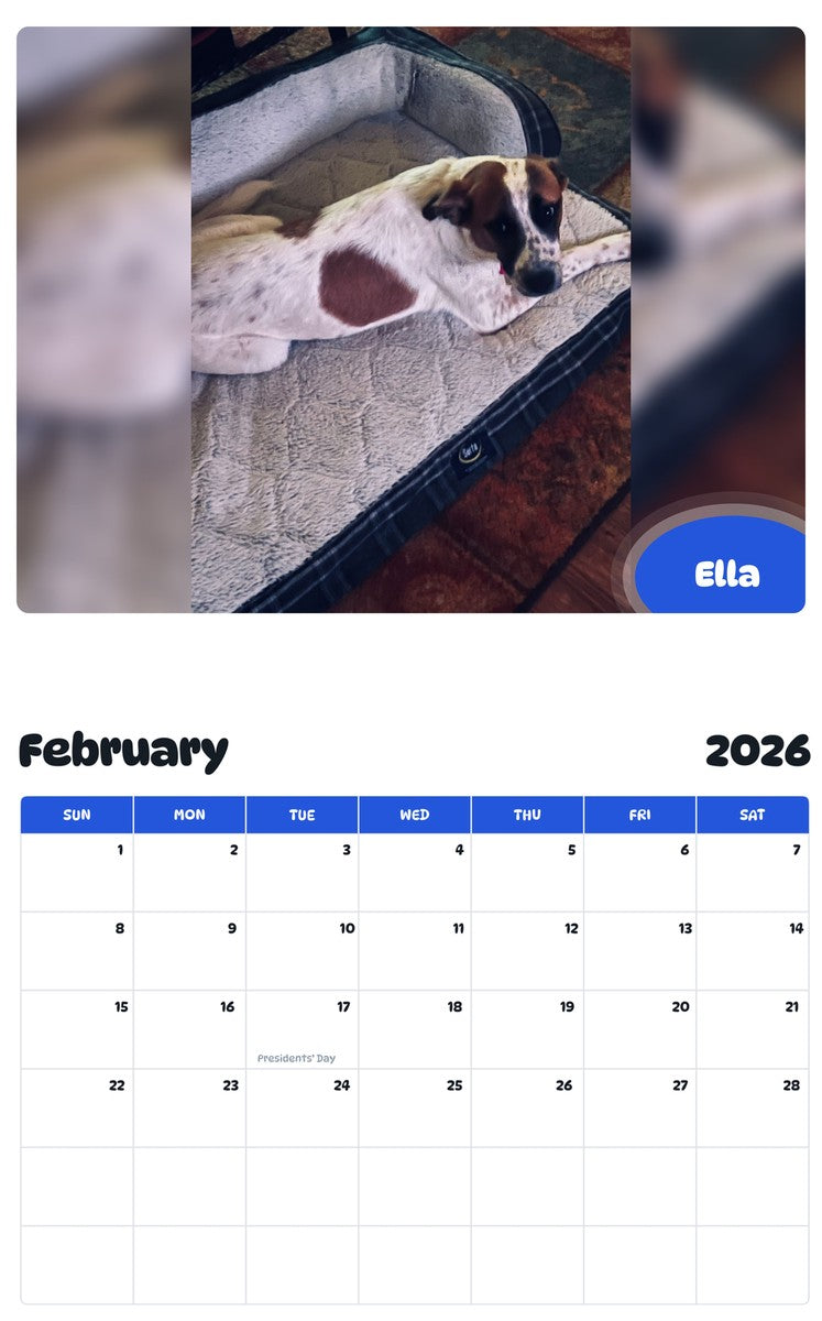 October 2025 - September 2026 Ella - Pawidols Pet Calendar