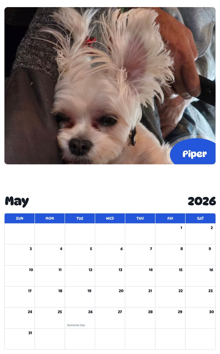 2026 - 2027 Piper - Pawidols Pet Calendar
