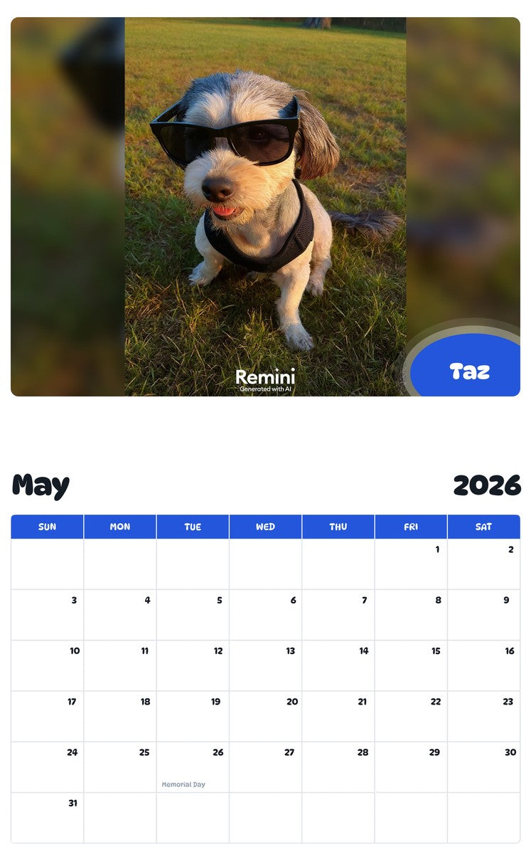 2026 - 2027 Taz - Pawidols Pet Calendar