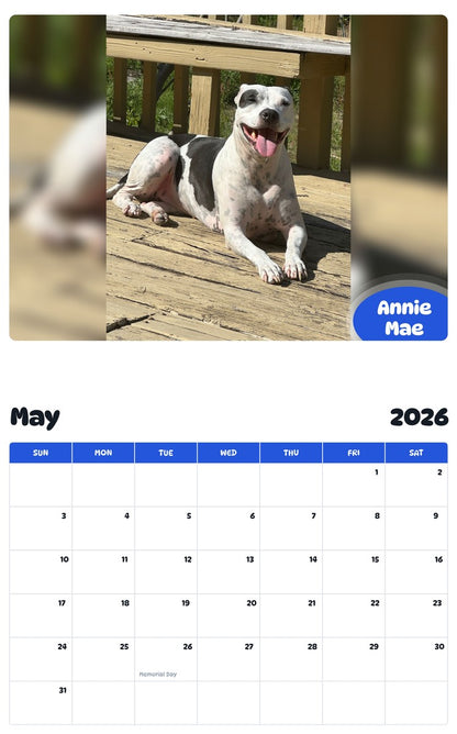 2026 - 2027 Annie Mae - Pawidols Pet Calendar