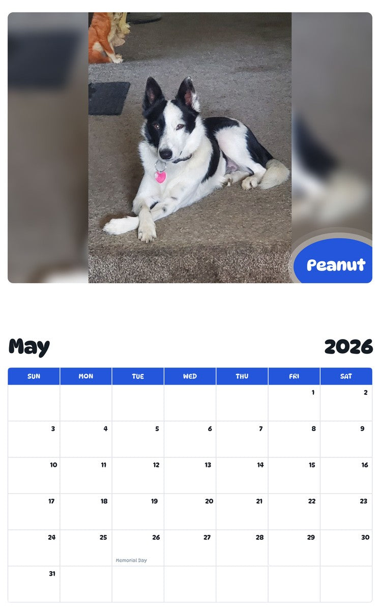 2026 - 2027 Peanut - Pawidols Pet Calendar
