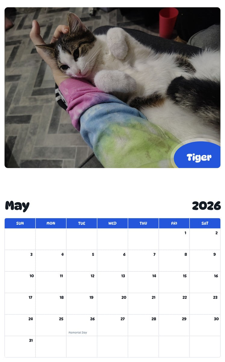 2026 - 2027 Tiger - Pawidols Pet Calendar
