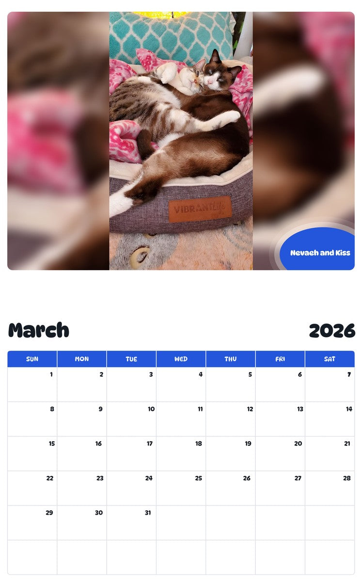 November 2025 - October 2026 Nevaeh and Kiss - Pawidols Pet Calendar