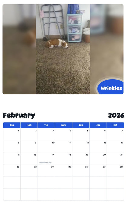 October 2025 - September 2026 Wrinkles - Pawidols Pet Calendar