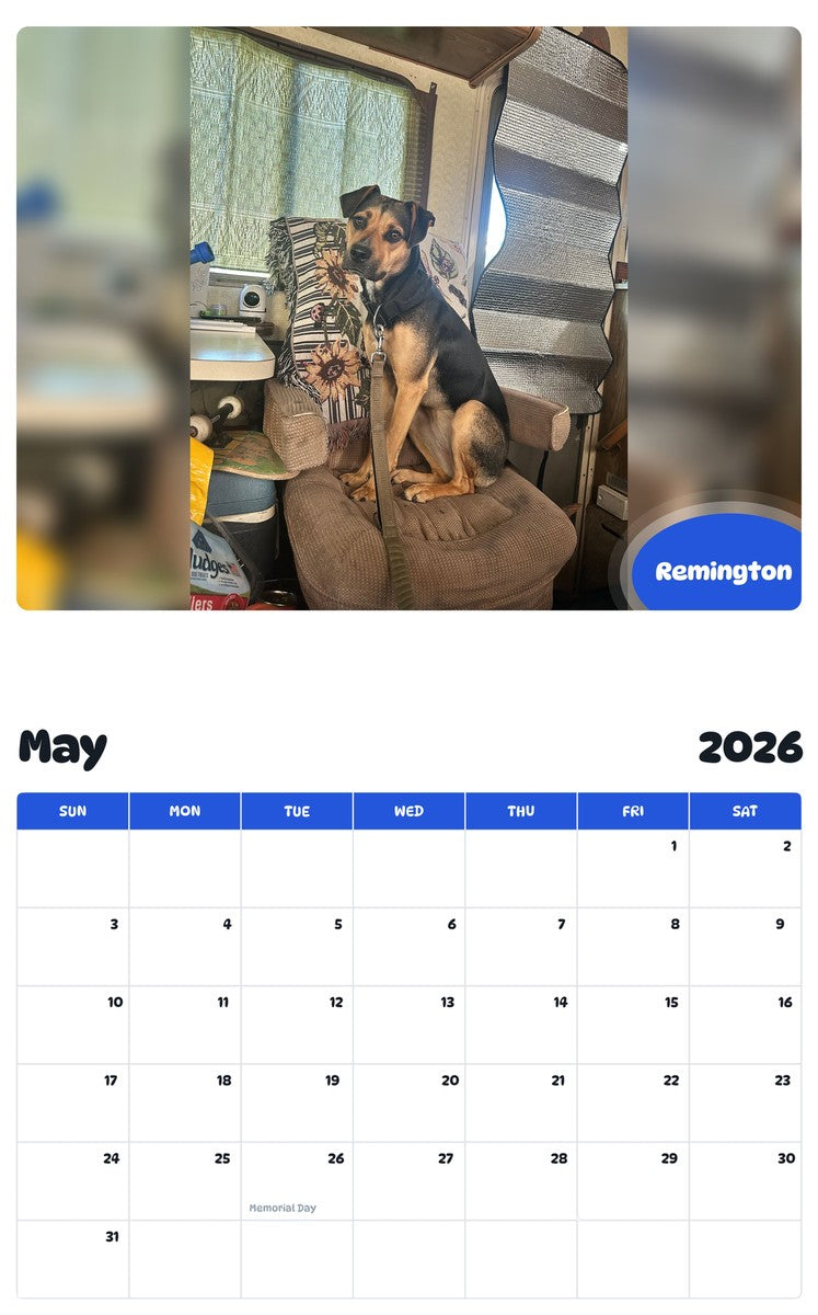 2026 - 2027 Remington - Pawidols Pet Calendar