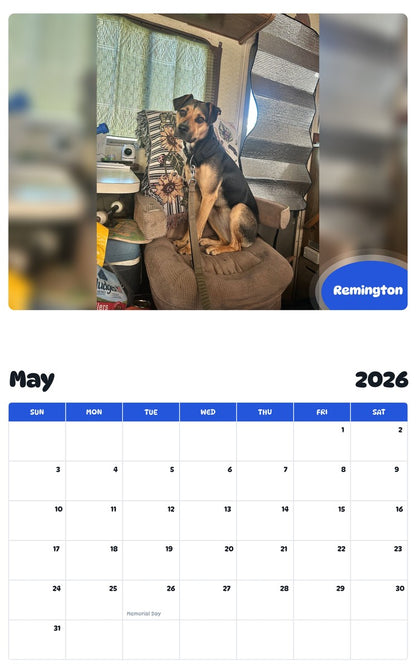 2026 - 2027 Remington - Pawidols Pet Calendar