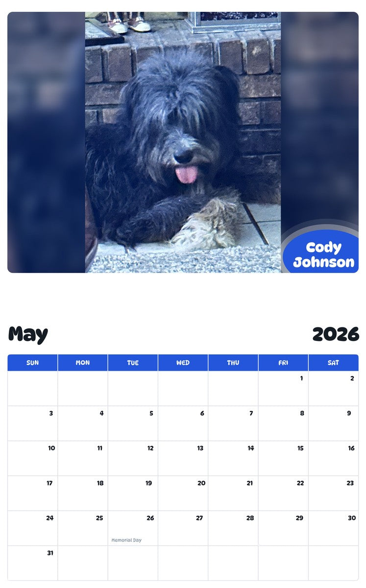 2026 - 2027 Cody Johnson - Pawidols Pet Calendar