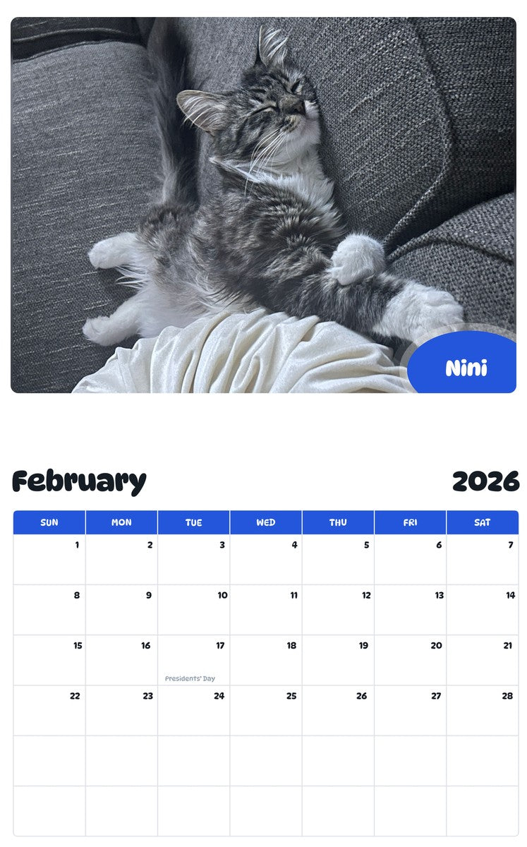 October 2025 - September 2026 Nini - Pawidols Pet Calendar