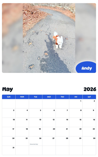 2026 - 2027 Andy - Pawidols Pet Calendar