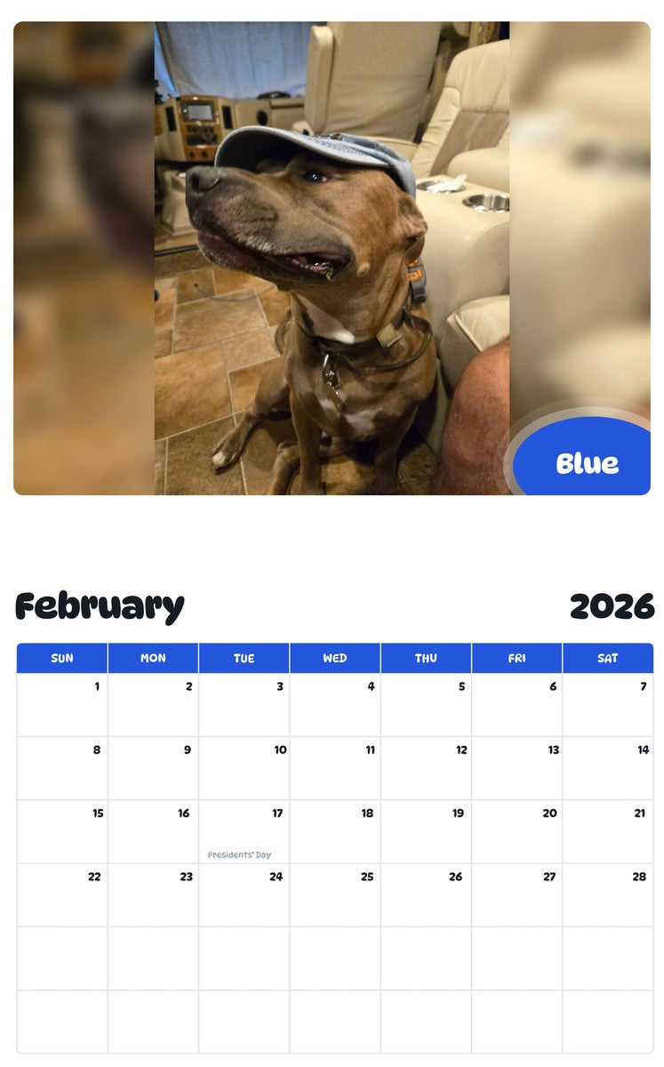 November 2025 - October 2026 Blue - Pawidols Pet Calendar