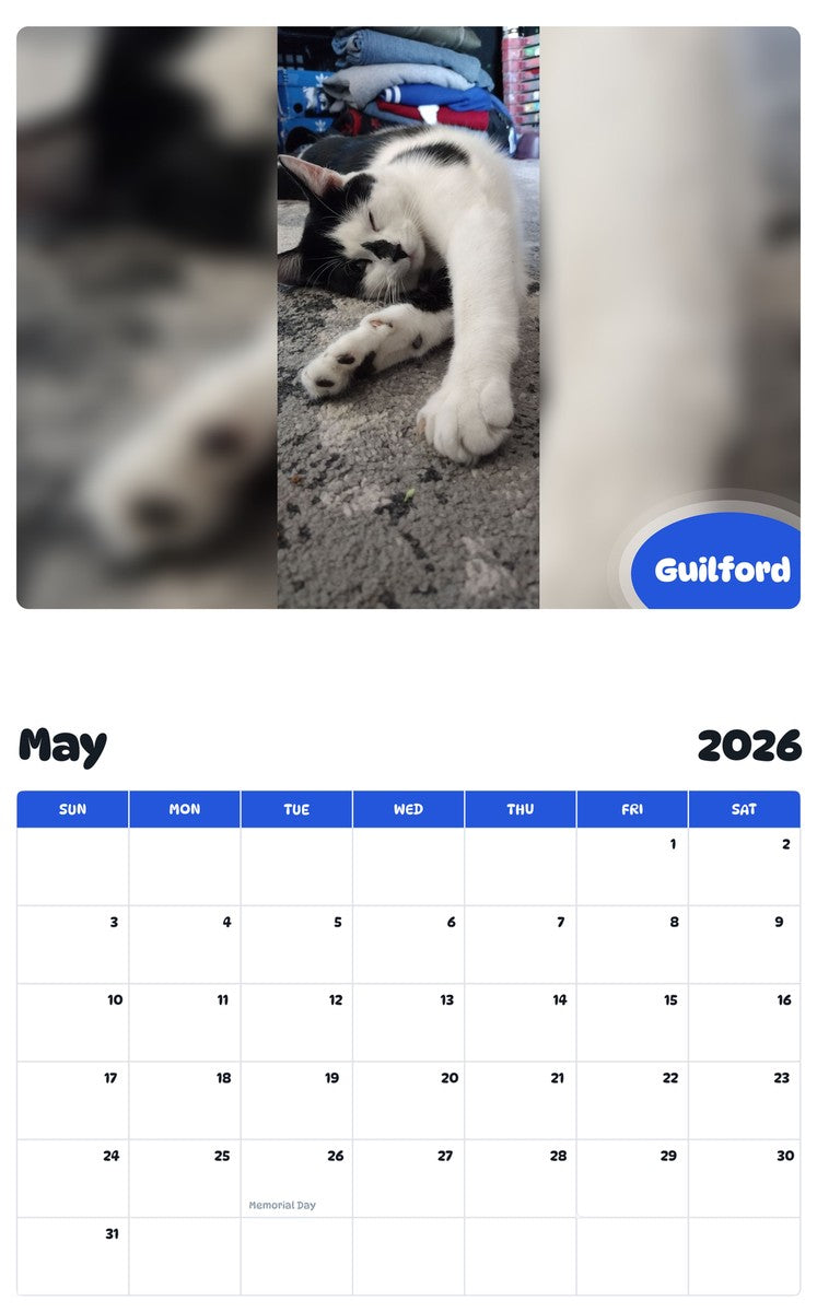 2026 - 2027 Guilford - Pawidols Pet Calendar